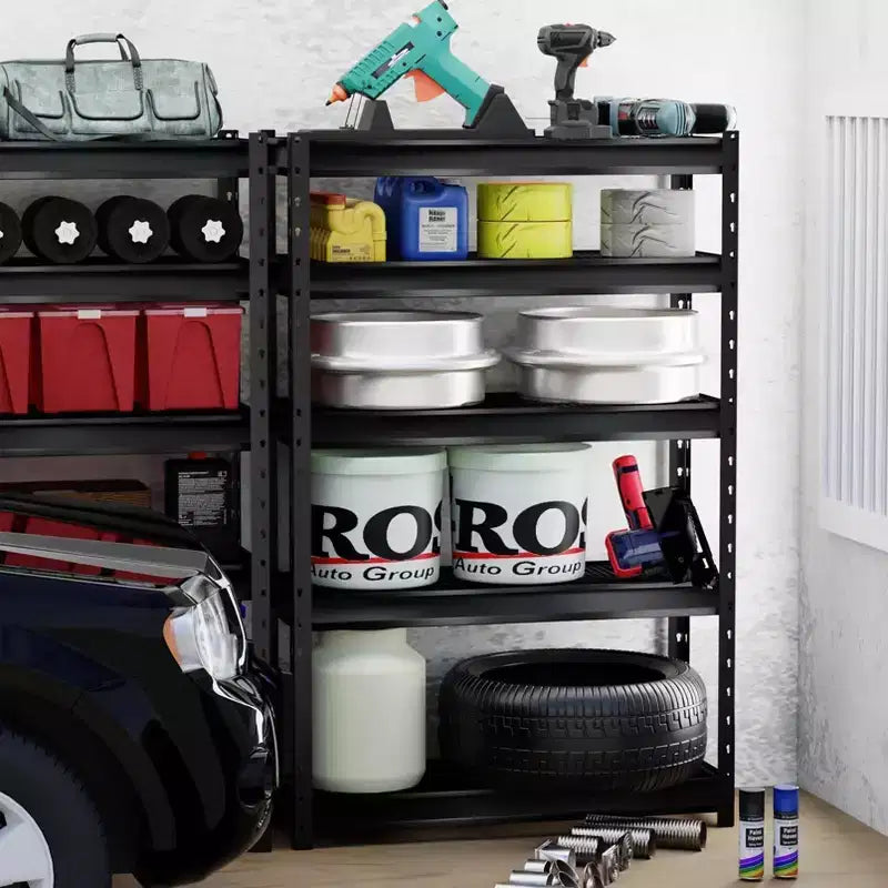 Étagère de garage Atlas 5 tablettes 122 cm x 46 cm x 183 cm, robustes, supporte 4536 kg, gris foncé : Acier, tablettes ajustables, résistant à la rouille