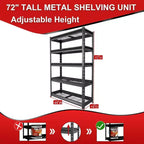 Étagère de garage Atlas 5 tablettes 122 cm x 46 cm x 183 cm, robustes, supporte 4536 kg, gris foncé : Acier, tablettes ajustables, résistant à la rouille
