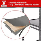 Étagères Atlas à 5 niveaux 48"x24"x72" 3250lbs en acier sans boulons avec plateau stratifié Hammetone : Étagères de rangement réglables résistantes à la rouille