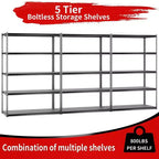 Étagères Atlas à 5 niveaux 48"x24"x72" 3250lbs en acier sans boulons avec plateau stratifié Hammetone : Étagères de rangement réglables résistantes à la rouille