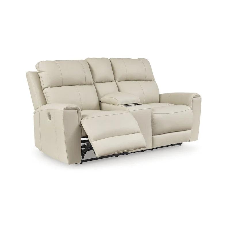 Signature Design by Ashley Dahlmoore Beige Power Reclining Loveseat with Console - 76 W x 42 D x 40 H