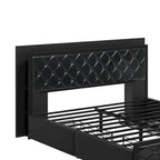 Moasis Queen Size PU Bed Frame LED Upholstered Platform Bed Frame