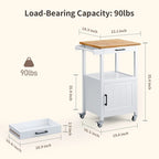 Wooden Kitchen Island Trolley Cart with Drawers
