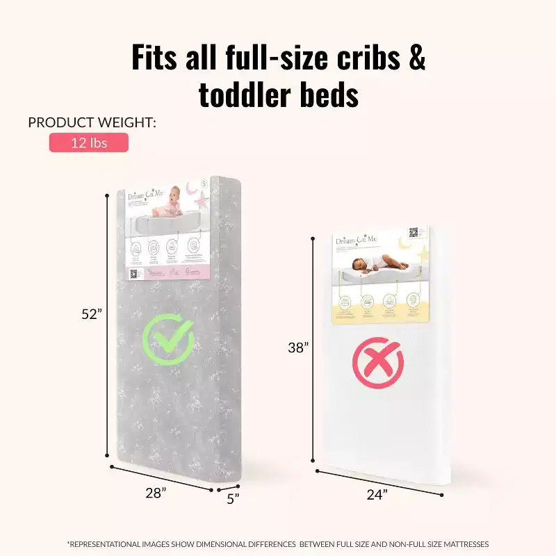 Matelas futon/fibre 5 po Dream On Me Snooze pour lit de bébé et tout-petit : côté ferme/côté moelleux, épaisseur de 5 po, poids de 6 lb