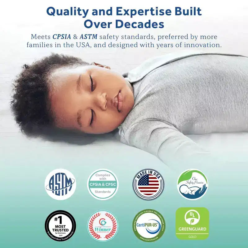 Matelas de lit de bébé et de tout-petit Sealy Butterfly 2 étapes imperméable ultra ferme : hypoallergénique, housse en vinyle, mousse haute densité