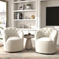Velvet Upholstered 360 Degree Swivel Barrel Chair with Button Tufted Back