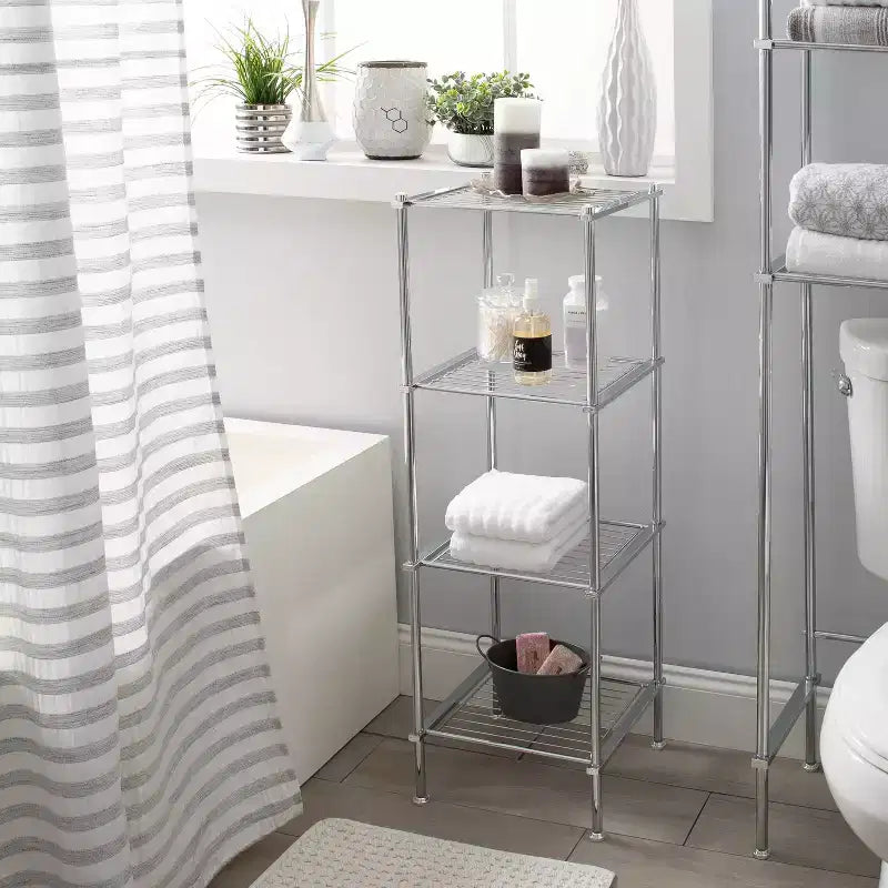 Étagère de rangement chromée à 4 niveaux Metro Collection - Organisez tout