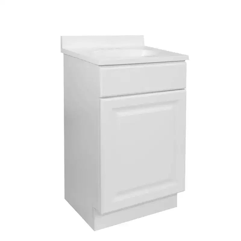 17"x19" Wyndham One Door Vanity with 4" Cultured Marble Centerset White - Design House: Plywood Construction, No Shelves