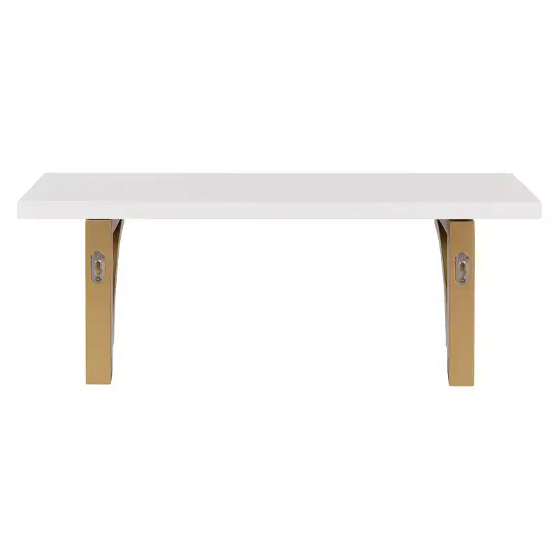 Étagère murale traditionnelle Corblynd en bois, 24 po x 9 po, blanc/or - Kate & Laurel : Étagère avec consoles, Design ouvert, Consoles incluses