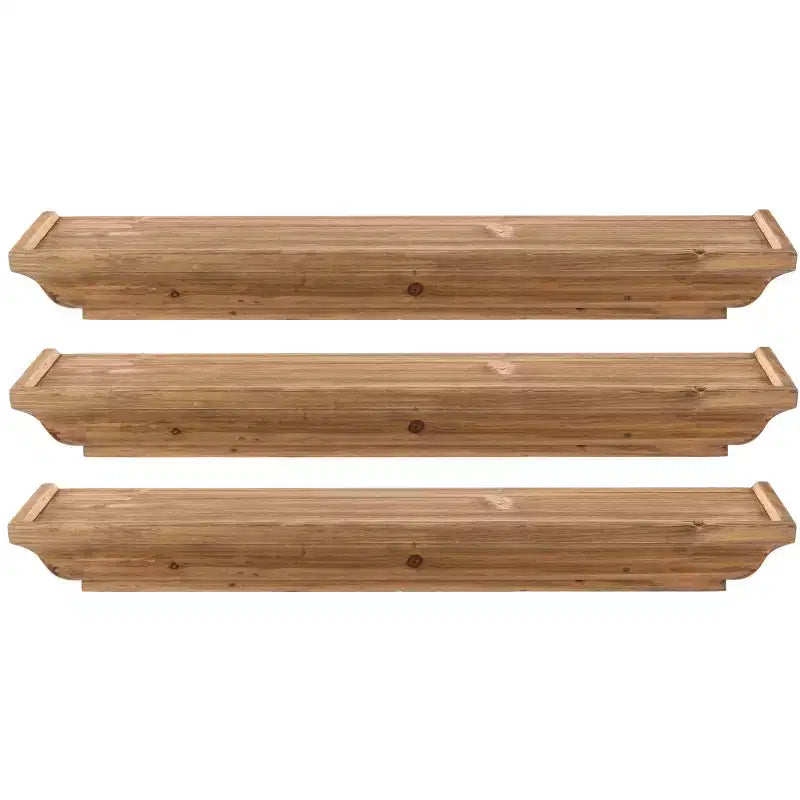 Kiera Grace 24" x 3.15" 3pc Muskoka Fitz Wooden Shelf Set Brown: Modern Floating Wall Organizers, No Assembly Required