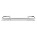 Danya B. 19.75" Floating Glass Bathroom Wall Shelf Chrome: Tempered Glass, Glossy Finish, Includes Mounting Hardware