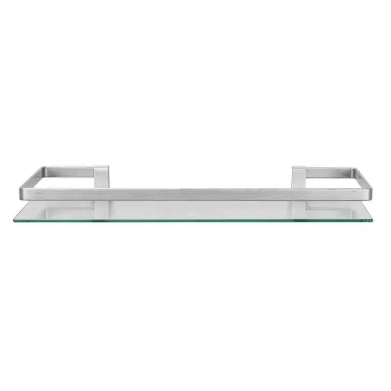 Danya B. 19.75" Floating Glass Bathroom Wall Shelf Chrome: Tempered Glass, Glossy Finish, Includes Mounting Hardware
