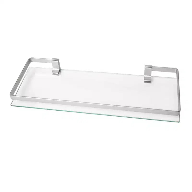 Danya B. Étagère murale de salle de bain flottante 19,75 po en verre chromé : Verre trempé, finition brillante, quincaillerie de montage incluse
