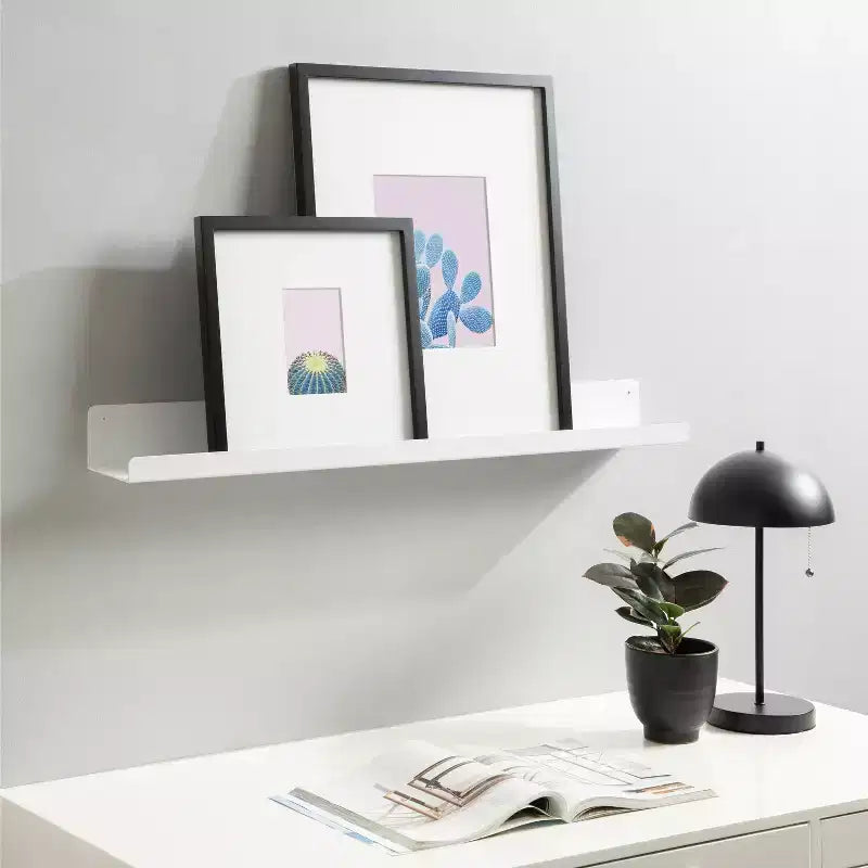 Étagère murale en métal Mezzo Modern par Kate & Laurel All Things Decor, 91,4 cm x 12,7 cm, blanc : à fixer au mur, quincaillerie incluse