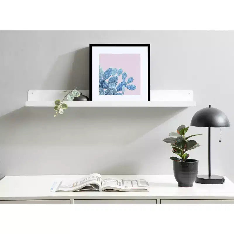 Étagère murale en métal Mezzo Modern par Kate & Laurel All Things Decor, 91,4 cm x 12,7 cm, blanc : à fixer au mur, quincaillerie incluse