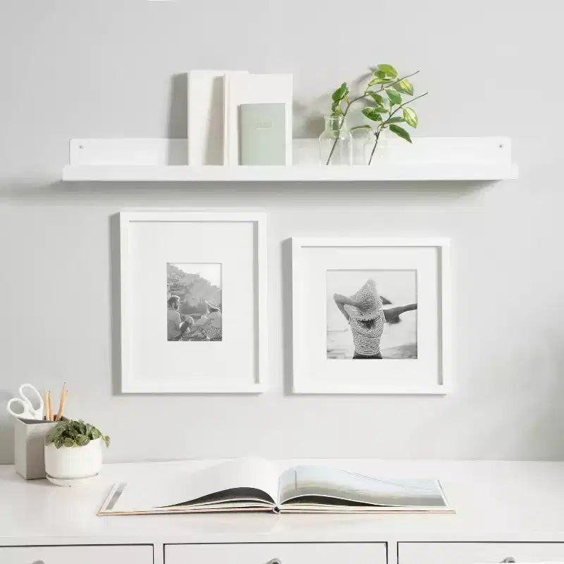 Étagère murale en métal Mezzo Modern par Kate & Laurel All Things Decor, 91,4 cm x 12,7 cm, blanc : à fixer au mur, quincaillerie incluse