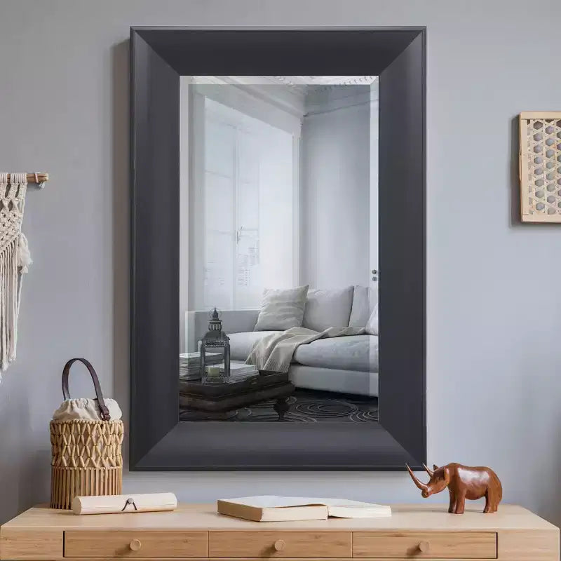 Miroir mural décoratif avec bord biseauté finition noire - Yosemite Home Decor : style moderne, fixation murale, aucun assemblage requis