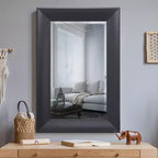 Miroir mural décoratif avec bord biseauté finition noire - Yosemite Home Decor : style moderne, fixation murale, aucun assemblage requis