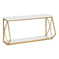 21" x 11" Brost Wood/Metal Decorative Wall Shelf White/Gold - Kate & Laurel All Things Decor: Modern 2-Tier Storage