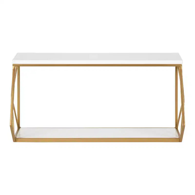 Étagère murale décorative Brost bois/métal blanc/or 21 po x 11 po – Kate & Laurel All Things Decor : Rangement moderne à 2 niveaux