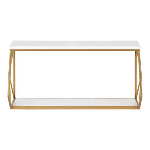Étagère murale décorative Brost bois/métal blanc/or 21 po x 11 po – Kate & Laurel All Things Decor : Rangement moderne à 2 niveaux