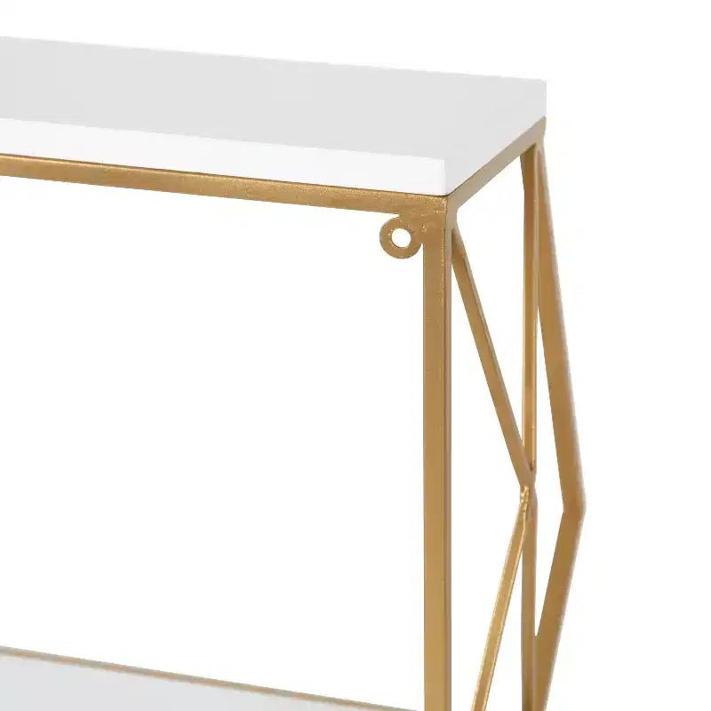 Étagère murale décorative Brost bois/métal blanc/or 21 po x 11 po – Kate & Laurel All Things Decor : Rangement moderne à 2 niveaux