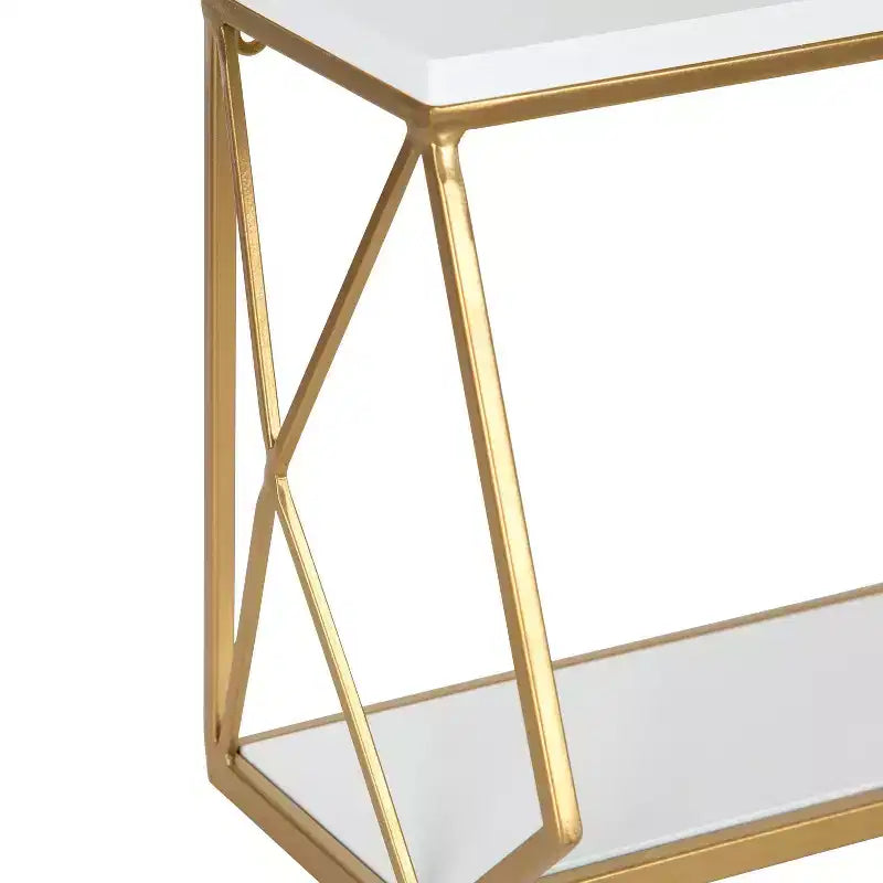 Étagère murale décorative Brost bois/métal blanc/or 21 po x 11 po – Kate & Laurel All Things Decor : Rangement moderne à 2 niveaux