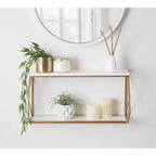 Étagère murale décorative Brost bois/métal blanc/or 21 po x 11 po – Kate & Laurel All Things Decor : Rangement moderne à 2 niveaux