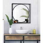 Miroir mural fonctionnel McCauley 24" x 24" noir - Kate & Laurel All Things Decor : Géométrique moderne, cadre en fer, aucun assemblage requis