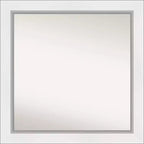 32" x 32" Eva White Silver Framed Square Mirror for Bathroom - Amanti Art: Includes Mounting Hardware, Polystyrene Frame
