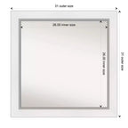Miroir carré encadré argenté blanc Eva 32" x 32" pour salle de bain - Amanti Art : Quincaillerie de montage incluse, cadre en polystyrène