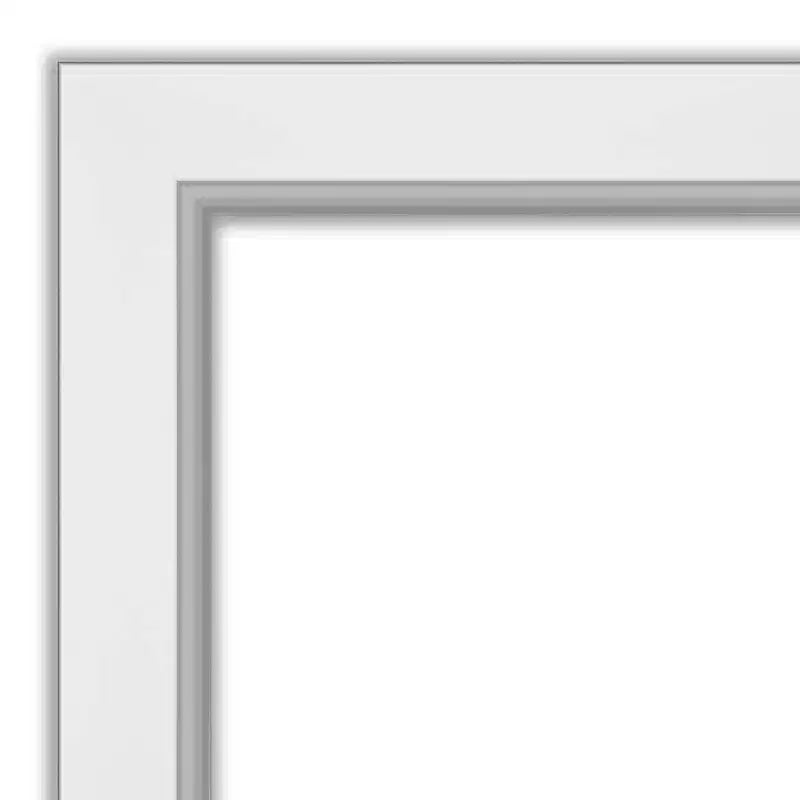 Miroir carré encadré argenté blanc Eva 32" x 32" pour salle de bain - Amanti Art : Quincaillerie de montage incluse, cadre en polystyrène