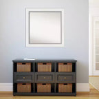 Miroir carré encadré argenté blanc Eva 32" x 32" pour salle de bain - Amanti Art : Quincaillerie de montage incluse, cadre en polystyrène