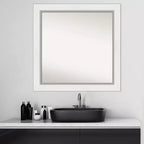 Miroir carré encadré argenté blanc Eva 32" x 32" pour salle de bain - Amanti Art : Quincaillerie de montage incluse, cadre en polystyrène