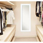 Miroir de porte sur toute la longueur 20" x 54" blanc, sans biseau pour armoire - Amanti Art : Fixation facile sur porte/mur, cadre en polystyrène