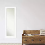 Miroir de porte sur toute la longueur 20" x 54" blanc, sans biseau pour armoire - Amanti Art : Fixation facile sur porte/mur, cadre en polystyrène