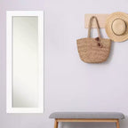 Miroir de porte sur toute la longueur 20" x 54" blanc, sans biseau pour armoire - Amanti Art : Fixation facile sur porte/mur, cadre en polystyrène