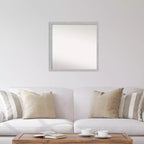 Miroir mural étroit Grace non biseauté 28 po x 28 po en nickel brossé - Amanti Art : Carré moderne, quincaillerie de montage incluse