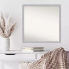 Miroir mural étroit Grace non biseauté 28 po x 28 po en nickel brossé - Amanti Art : Carré moderne, quincaillerie de montage incluse