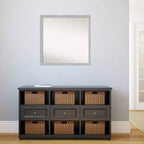 Miroir mural étroit Grace non biseauté 28 po x 28 po en nickel brossé - Amanti Art : Carré moderne, quincaillerie de montage incluse