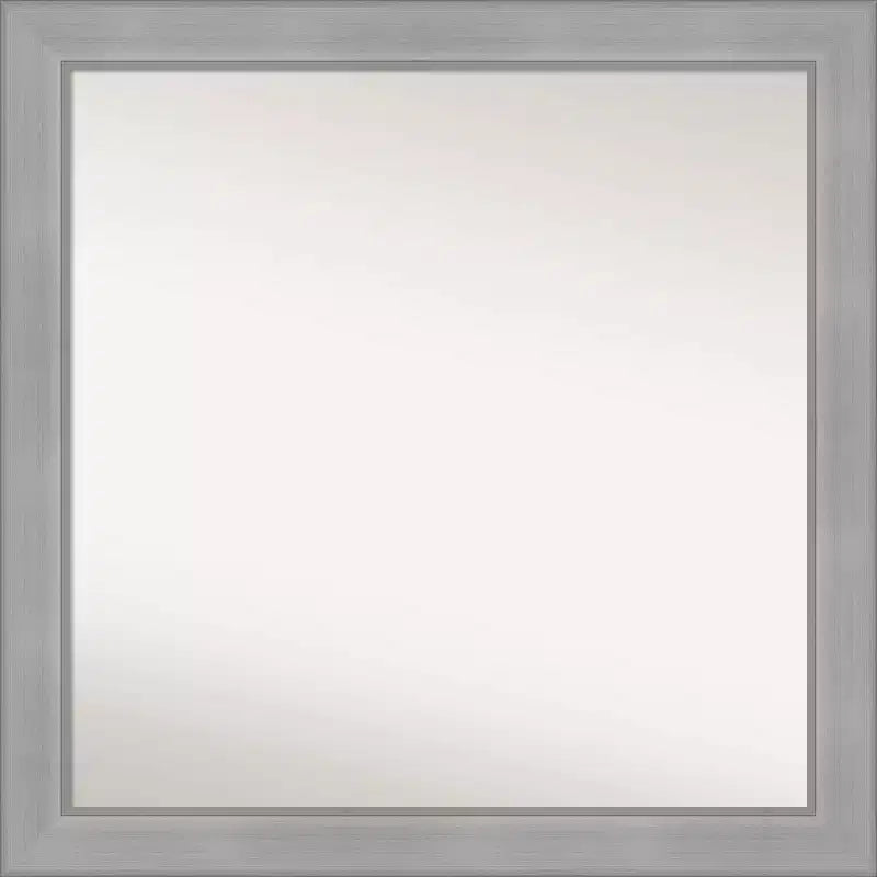 30" x 30" Non-Beveled Vista Brushed Nickel Bathroom Wall Mirror - Amanti Art: Modern Square Polystyrene Frame, Wall Mounted