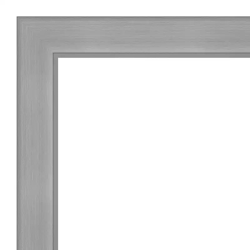 Miroir mural de salle de bain Vista non biseauté 30" x 30" en nickel brossé - Amanti Art : Cadre carré moderne en polystyrène, à fixer au mur