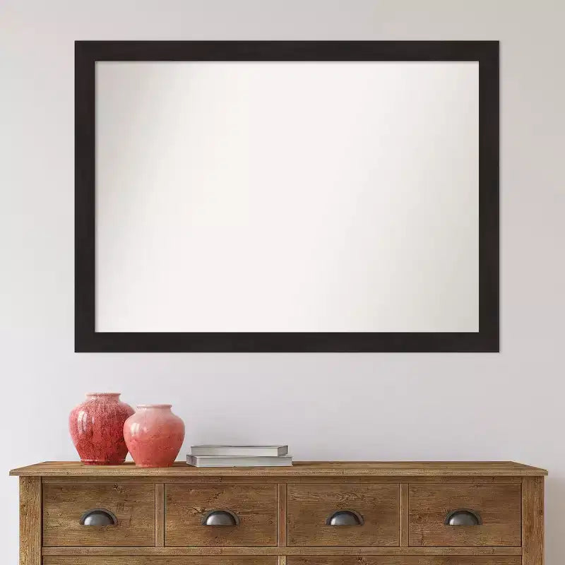 Miroir mural étroit expresso non biseauté de 42 po x 31 po - Amanti Art