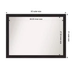 Miroir mural étroit expresso non biseauté de 42 po x 31 po - Amanti Art