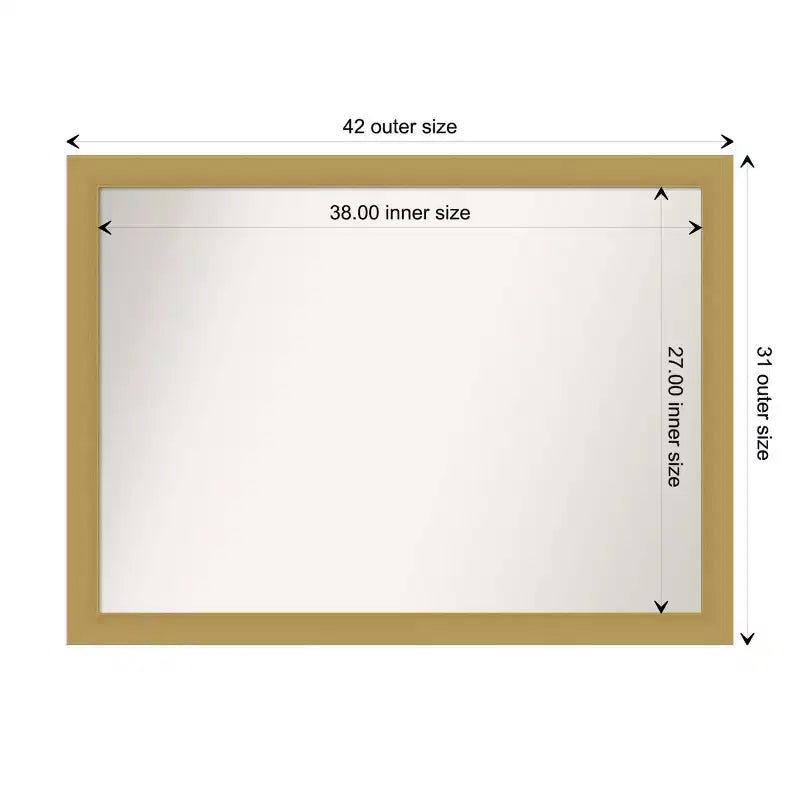 Miroir mural Grace biseauté en or brossé 42" x 31" - Amanti Art