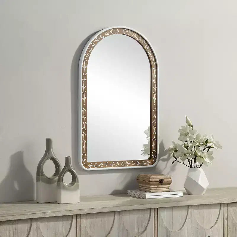Holli Furniture Metal and Wood Wall Mirror Brown