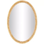 28"x20" Bamboo Wrapped Wall Mirror with Beaded Frame Brown - Olivia & May: Farmhouse Style, Wall Mount, No Assembly Required