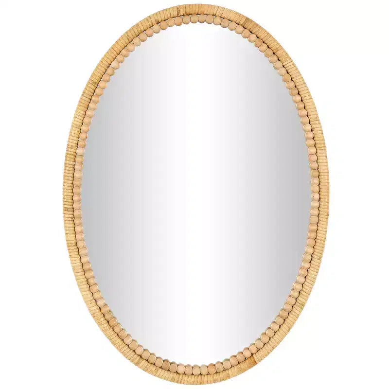 28"x20" Bamboo Wrapped Wall Mirror with Beaded Frame Brown - Olivia & May: Farmhouse Style, Wall Mount, No Assembly Required
