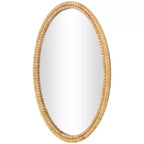 Miroir mural enveloppé de bambou 28"x20" avec cadre perlé marron - Olivia & May : style rustique, fixation murale, aucun assemblage requis