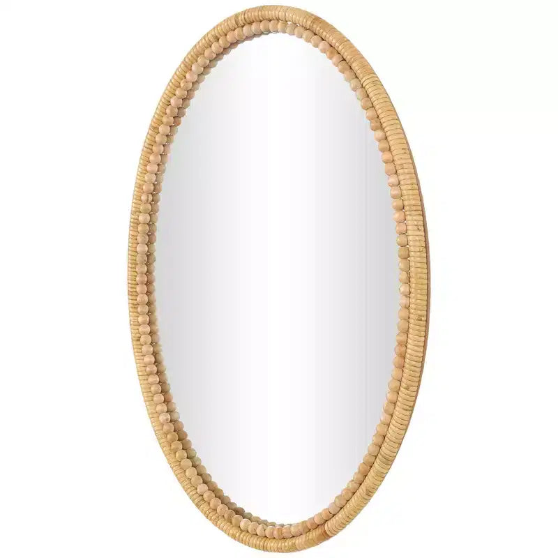Miroir mural enveloppé de bambou 28"x20" avec cadre perlé marron - Olivia & May : style rustique, fixation murale, aucun assemblage requis
